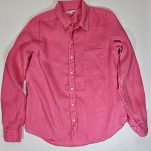 GAP Linen Button Down Shirt Womens‎ Size XS Pink Barbiecore Feminine Career Top